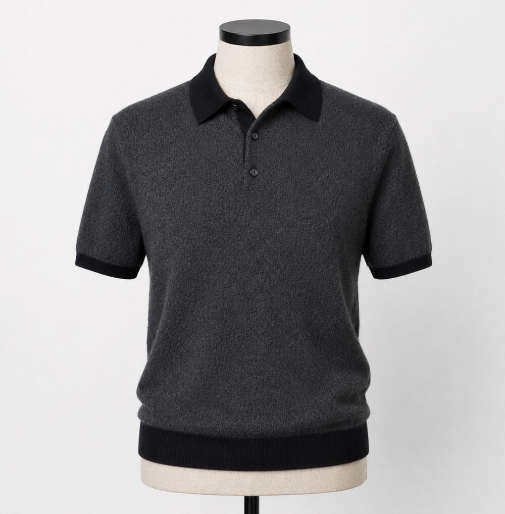 J.Crew Polo 2ply 100% Cashmere Sweater Short Sleeve Dark Gray Men Unisex Size XL